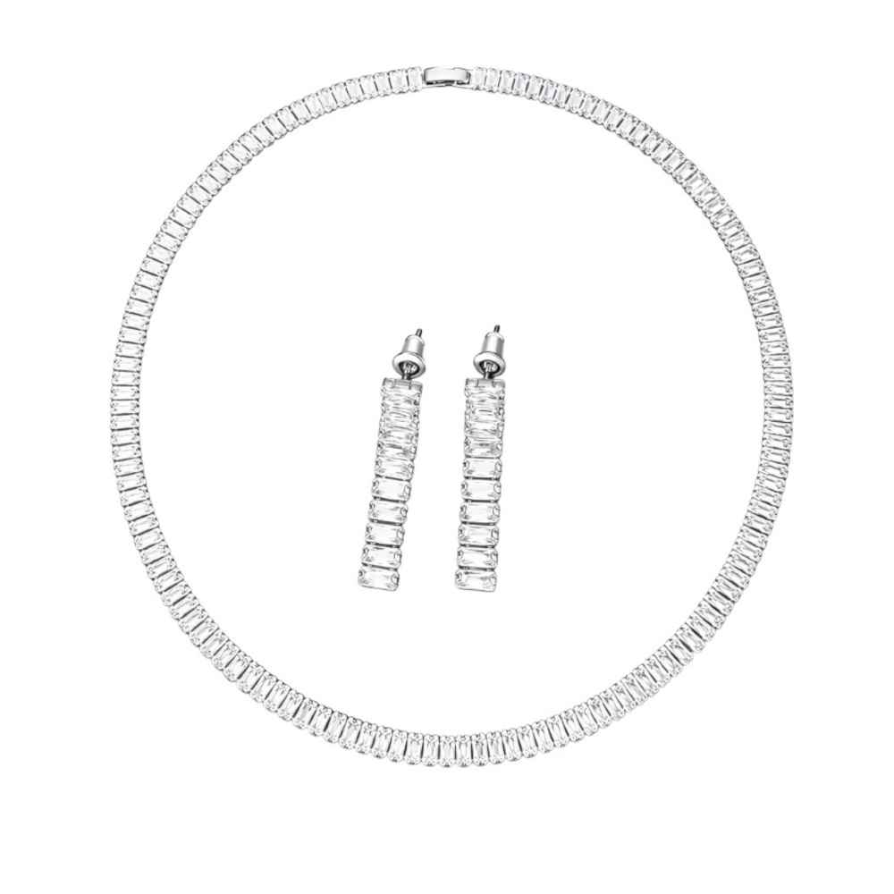 Baguette Simulated Diamond Tennis Necklace - Picture 3 of 11
